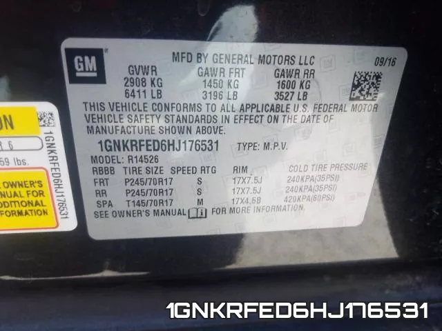 1GNKRFED6HJ176531 фото 2