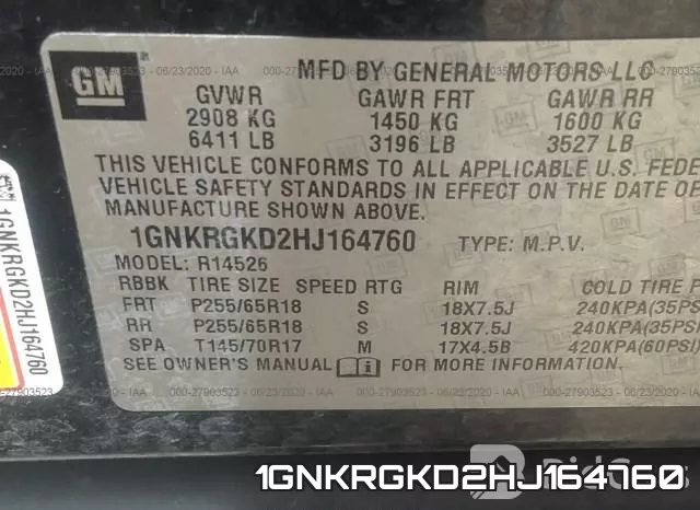 1GNKRGKD2HJ164760 фото 10