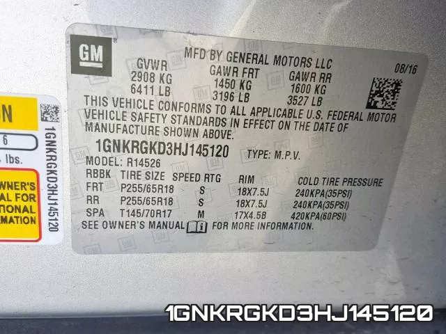1GNKRGKD3HJ145120 фото 2
