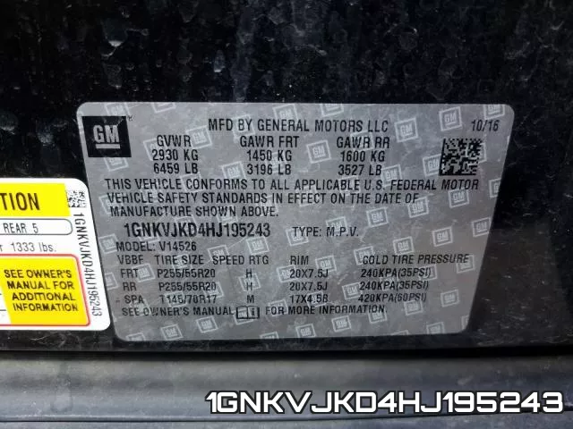 1GNKVJKD4HJ195243 фото 2