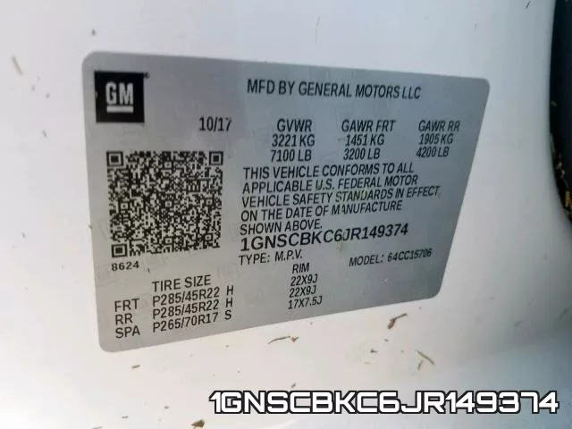1GNSCBKC6JR149374 фото 2