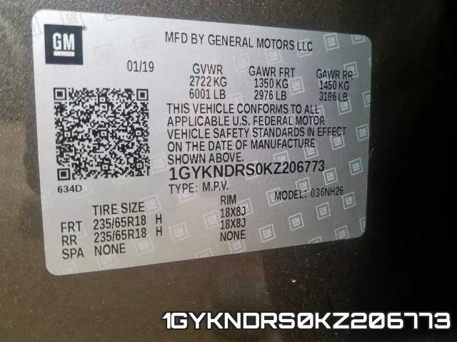 1GYKNDRS0KZ206773 фото 2
