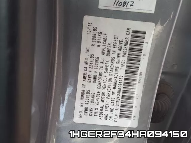 1HGCR2F34HA094150 фото 2