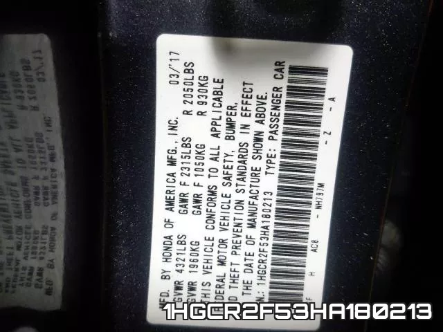 1HGCR2F53HA180213 фото 2