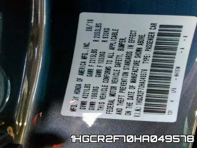 1HGCR2F70HA049578 фото 2
