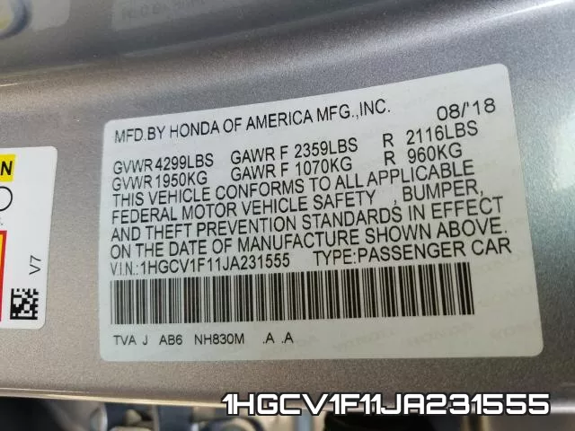 1HGCV1F11JA231555 фото 2
