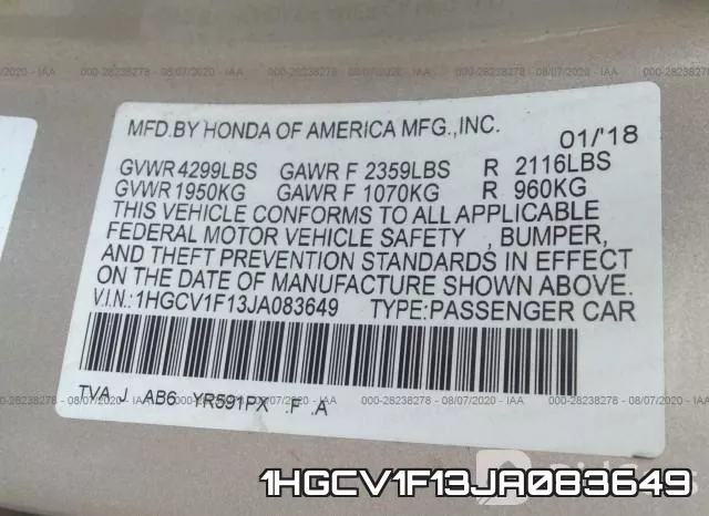 1HGCV1F13JA083649 фото 10