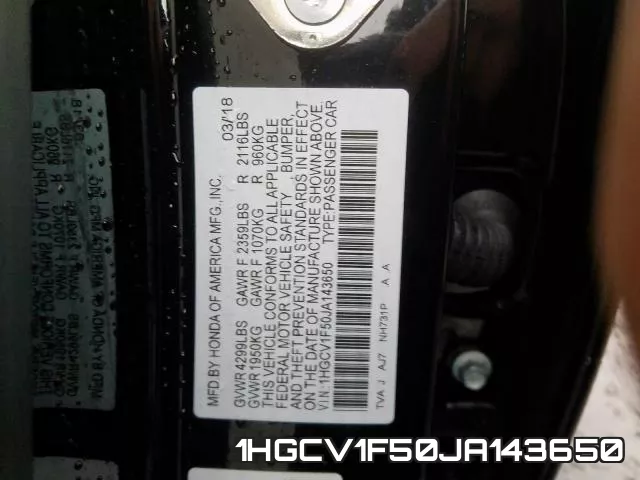 1HGCV1F50JA143650 фото 2