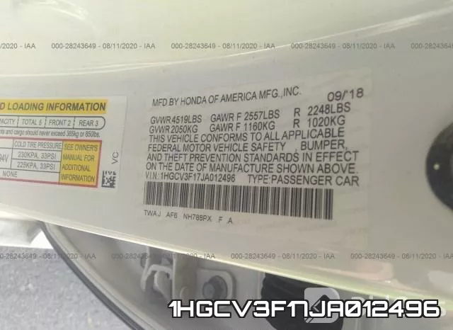 1HGCV3F17JA012496 фото 10