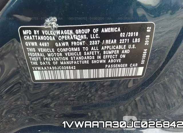 1VWAA7A30JC026842 фото 10