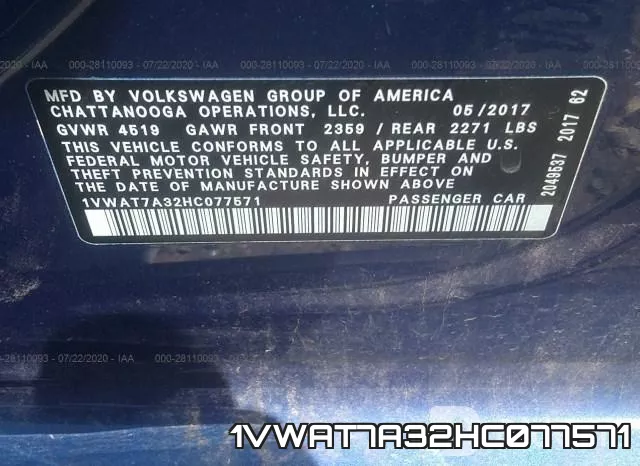 1VWAT7A32HC077571 фото 10