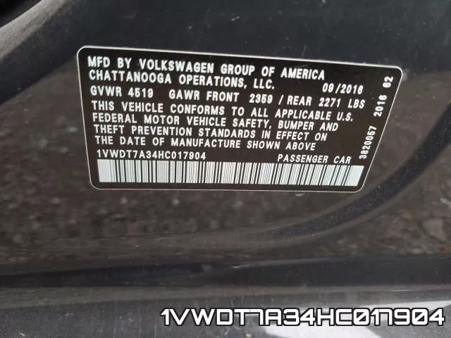 1VWDT7A34HC017904 фото 2