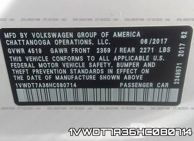 1VWDT7A36HC080714 фото 10