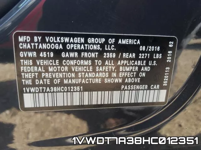 1VWDT7A38HC012351 фото 2