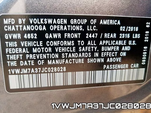 1VWJM7A37JC028028 фото 2