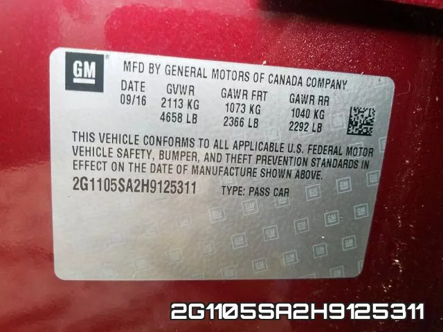 2G1105SA2H9125311 фото 2