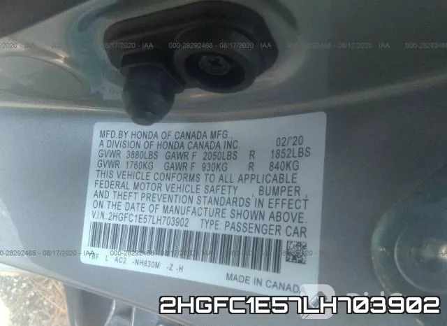 2HGFC1E57LH703902 фото 10