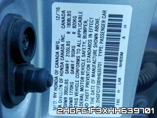 2HGFC1F3XHH639701 фото 2