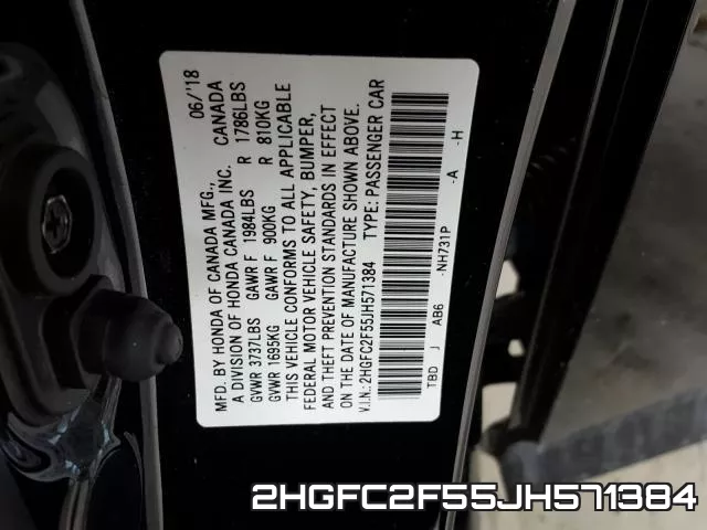 2HGFC2F55JH571384 фото 2