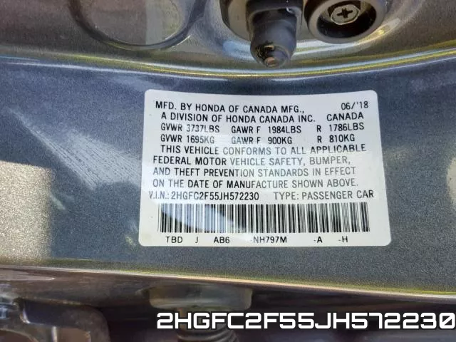 2HGFC2F55JH572230 фото 2