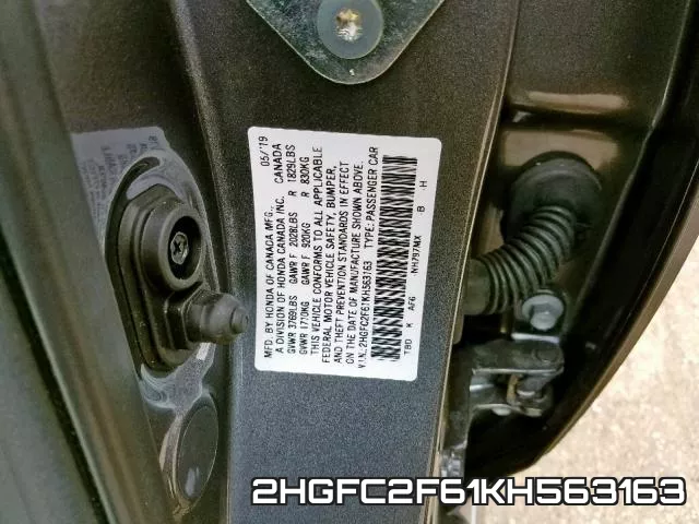 2HGFC2F61KH563163 фото 2