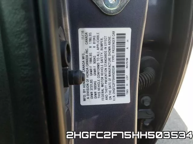 2HGFC2F75HH503534 фото 2