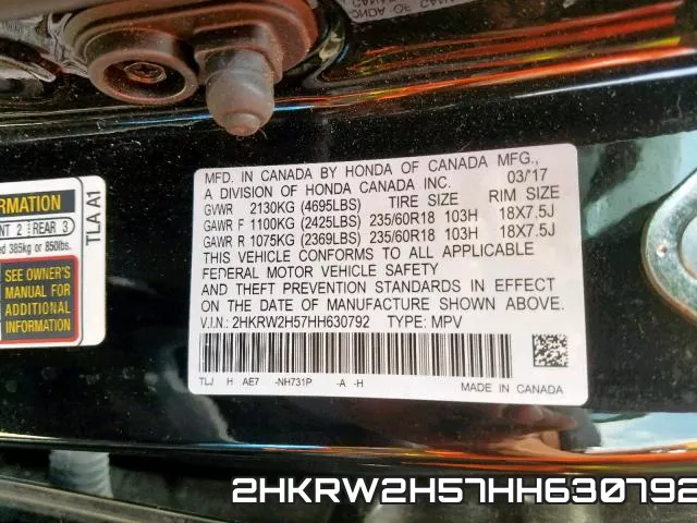 2HKRW2H57HH630792 фото 2