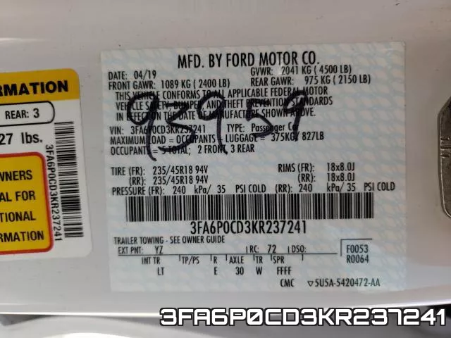 3FA6P0CD3KR237241 фото 2