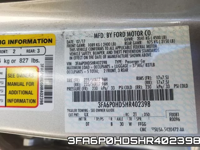 3FA6P0HD5HR402398 фото 2