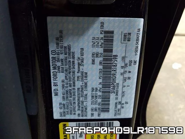 3FA6P0HD9LR187598 фото 2