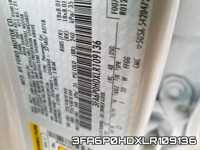 3FA6P0HDXLR109136 фото 2