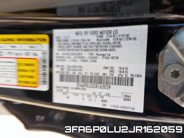 3FA6P0LU2JR162059 фото 2