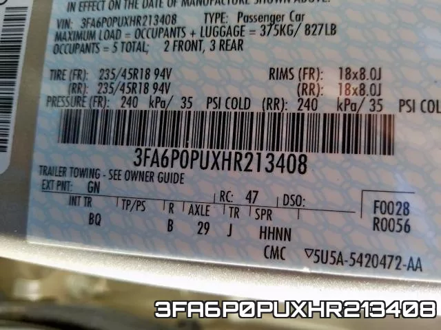 3FA6P0PUXHR213408 фото 2