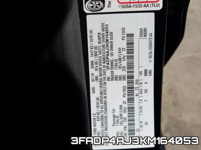 3FADP4AJ3KM164053 фото 2