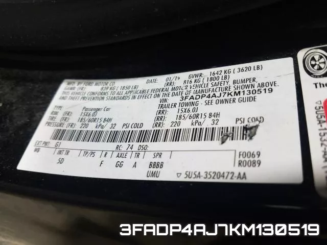 3FADP4AJ7KM130519 фото 2