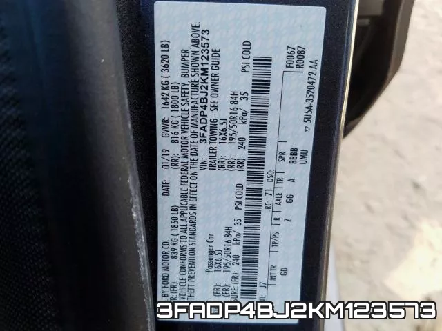 3FADP4BJ2KM123573 фото 2