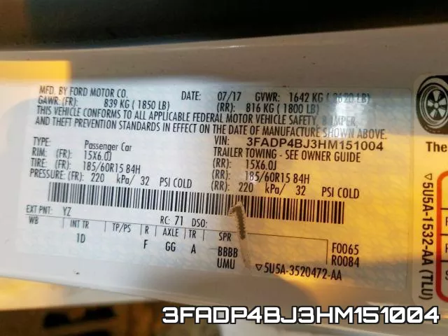 3FADP4BJ3HM151004 фото 2