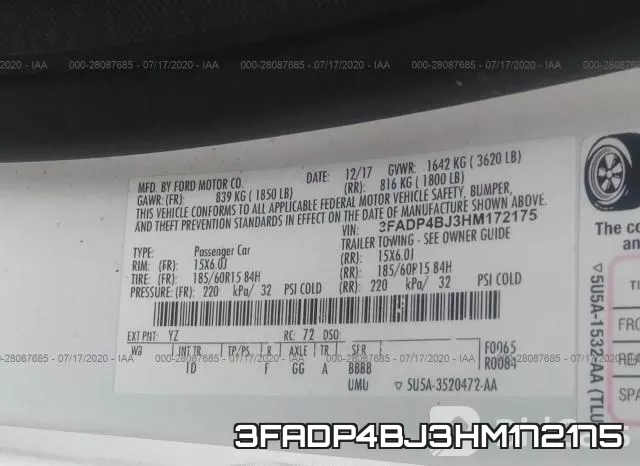 3FADP4BJ3HM172175 фото 10