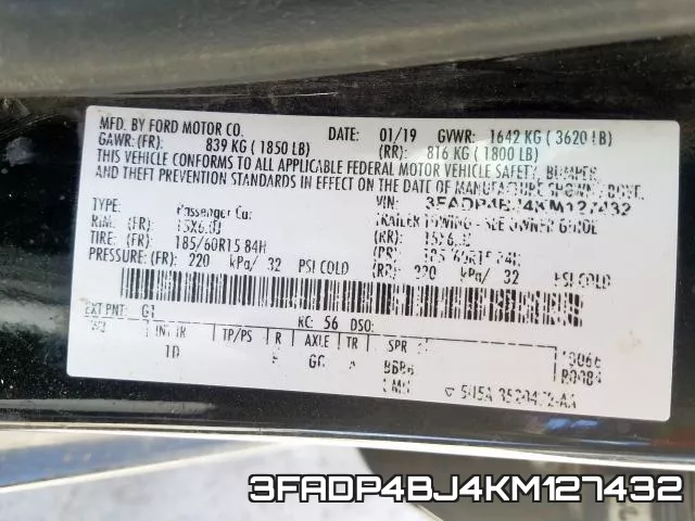 3FADP4BJ4KM127432 фото 2