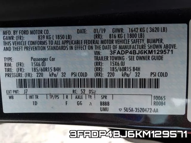 3FADP4BJ6KM129571 фото 2