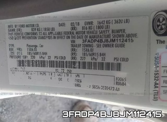 3FADP4BJ8JM112415 фото 10