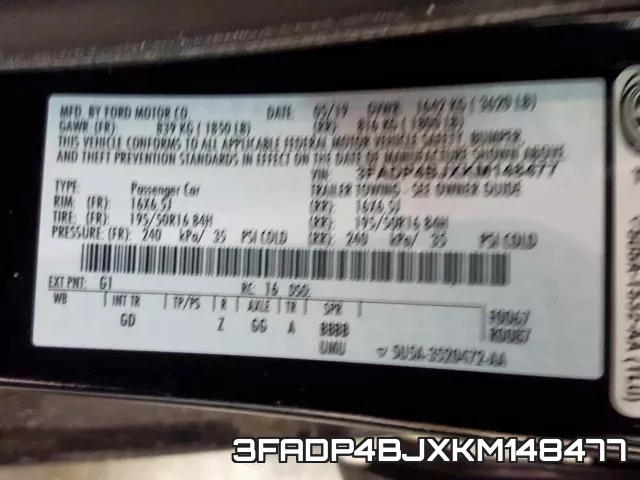 3FADP4BJXKM148477 фото 2
