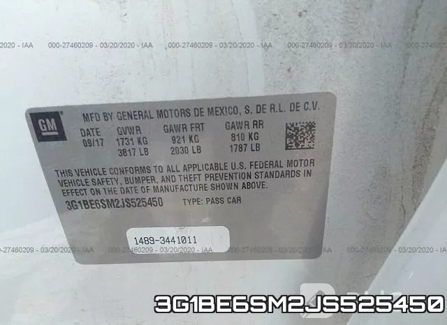 3G1BE6SM2JS525450 фото 10