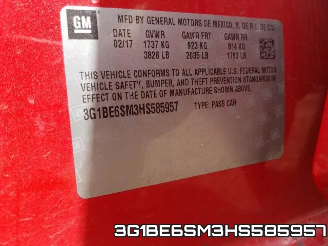 3G1BE6SM3HS585957 фото 2