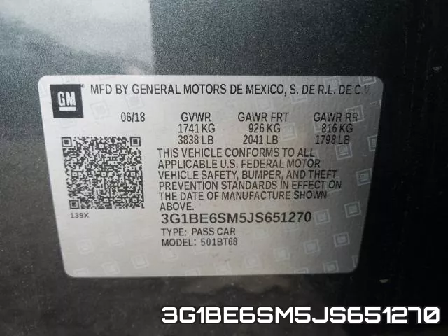 3G1BE6SM5JS651270 фото 2