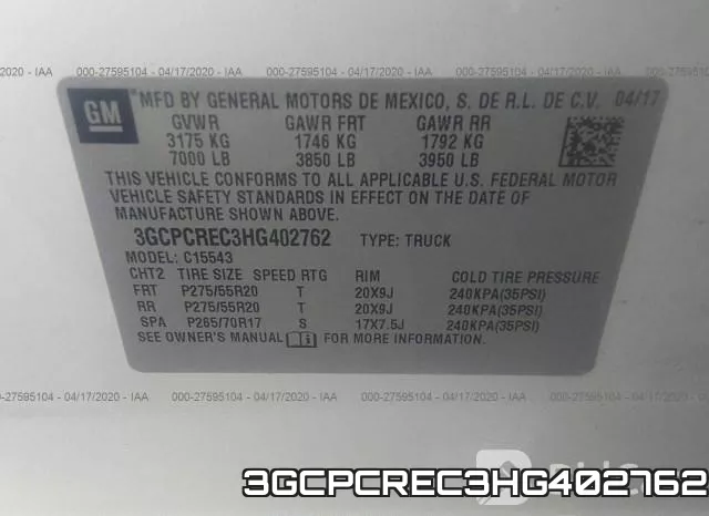 3GCPCREC3HG402762 фото 10