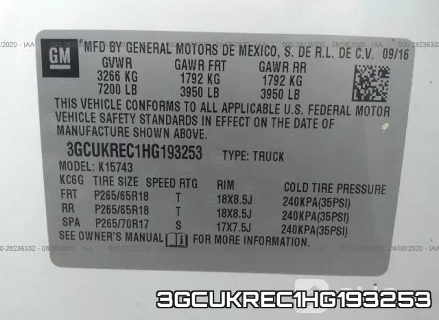 3GCUKREC1HG193253 фото 10