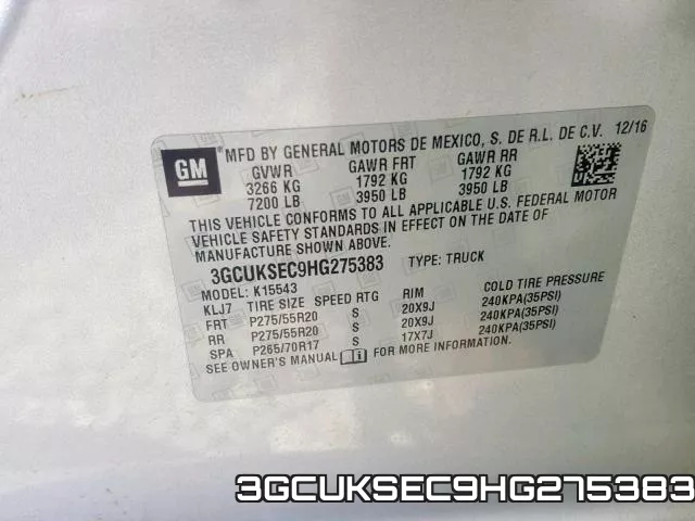 3GCUKSEC9HG275383 фото 2
