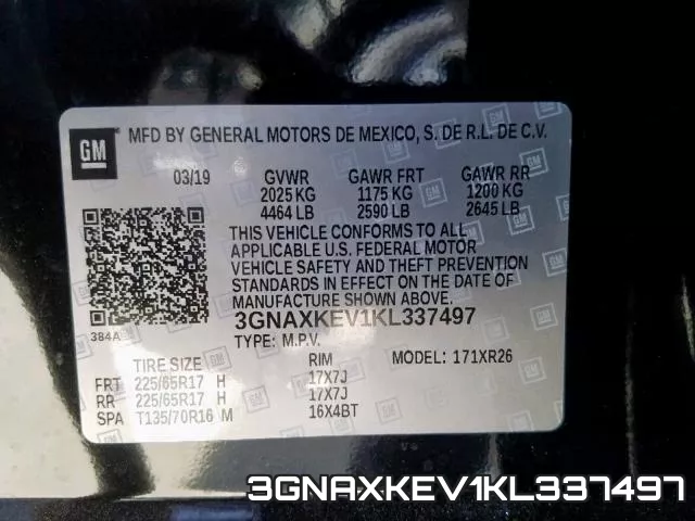 3GNAXKEV1KL337497 фото 2