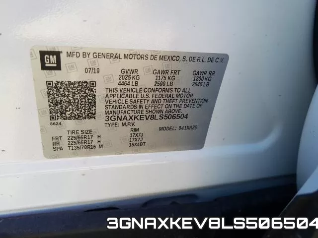 3GNAXKEV8LS506504 фото 2